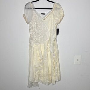 Dolce Cabo off white Large cotton crochet flutter laced dress NWT